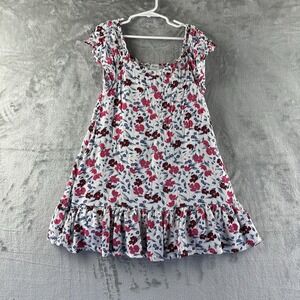 Old Navy Dress Girls 5T White w/ Blue Pink Floral Print Lined